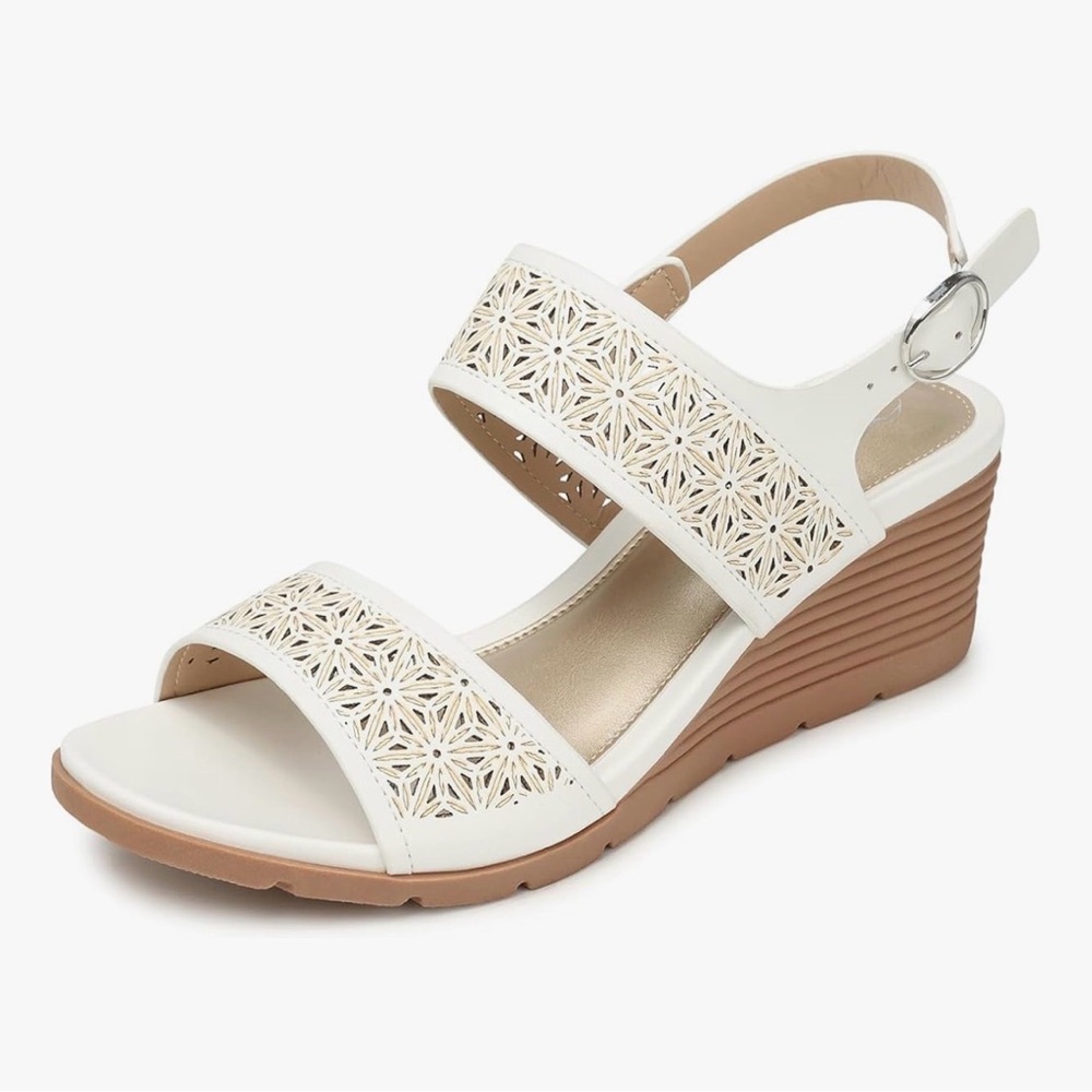 White Strappy Sandals with Cutout Design